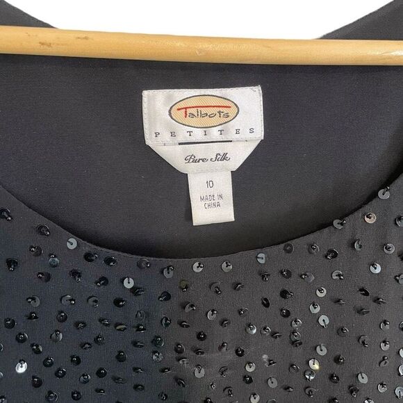 Talbots Pure Silk Sequin Tank Top Black Size 10 - Picture 2 of 7